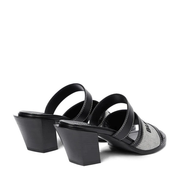 NIB BURBERRY HONOUR BLACK LEATHER LOGO SLIDE SANDALS MULE PUMPS 37 ITALY $690 - Picture 9 of 12